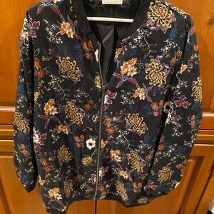 Floral Black Bomber Jacket